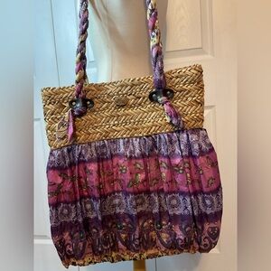 Cappelli Purple Print Boho Large Tote Bag‎ Purse